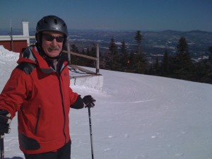 Mike Weisel at the top of the quad (Mt Washington in the distance)