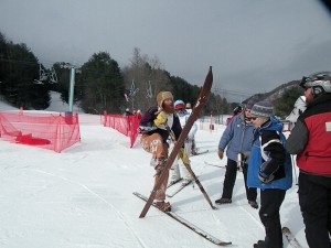 Red Lussier and his Skis