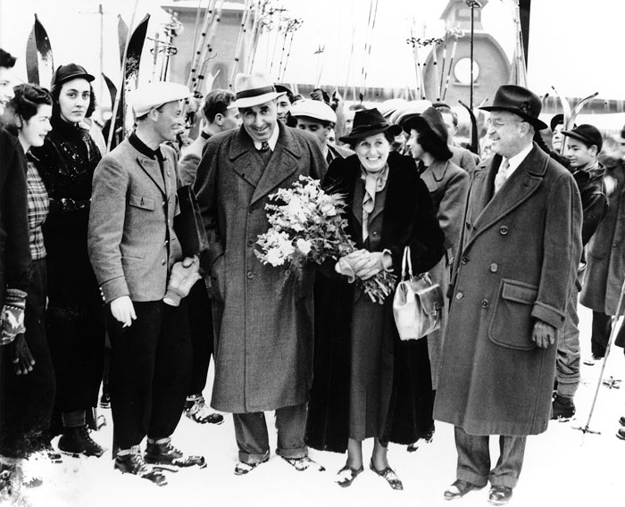 Hannes Schneider arrives in North Conway, New Hampshire. (Photo courtesy of North Conway Public Library)