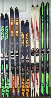 A collection of Hexcel Skis