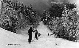 Skiers on old Nosedive