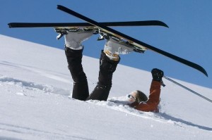 Skier in a "sitzmark"