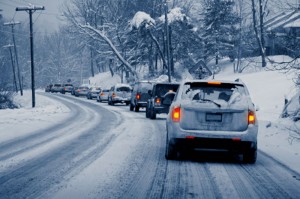 Slow moving traffic on two-lane highway